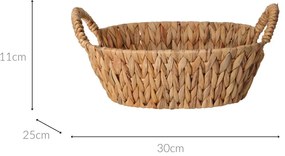 Koszyk na chleb pleciony z hiacyntu wodnego BRAID, z uchwytami, 30 x 25 cm