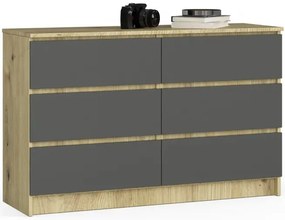 Klasyczna komoda z szufladami dąb artisan + grafit P5-L94