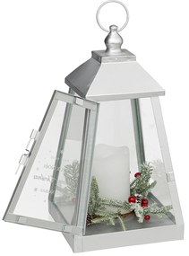 Metalowy lampion ze świeczką LED, 32 x 17 cm