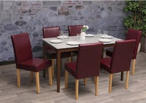 Zestaw 6 krzeseł do jadalni Littau ze sztucznej skóry,  imitacja skóry, czerwony, jasne nogi