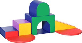 HOMCOM Zestaw miękkich klocków dla dzieci, Piankowe bloki, Kwadrat, Schody, Rampa, Sztuczna skóra, Wielokolorowy