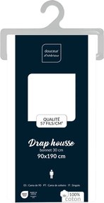 Białe bawełniane prześcieradło z gumką 90x190 cm Lina – douceur d'intérieur