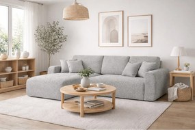 Narożnik w kształcie L z funkcją spania i pojemnikiem Ivo L, tkanina szenilowa Artico, Cement, Lewy