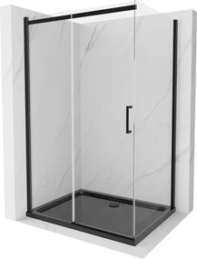 Mexen Omega kabina prysznicowa rozsuwana 100 x 90 cm, transparent, czarna + brodzik Flat, czarny - 825-100-090-70-00-4070B