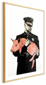 Plakat Policyjna świnia 29,7x42 cm z ramą złotą z marginesem ARTGEIST B