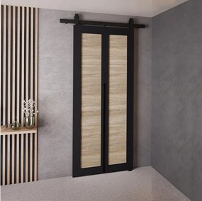 Drzwi Przesuwne QUDIO M1 Czarny + Dąb Sonoma 70