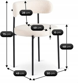 Krzesło Tapicerowane do Salonu TULSA Kremowe Boucle Nowoczesne