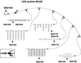 diLED świetlny deszcz - 180 LED, ciepły biały