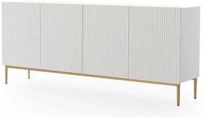Komoda Nicole 200 cm na metalowych nogach - biały mat / złote nóżki