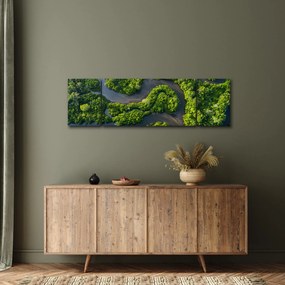 Obraz - Krajobraz leśny z rzeką (170x50 cm)