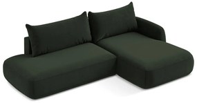 Ciemnozielony rozkładany narożnik (prawostronny/z szezlongiem) Hale – Makamii