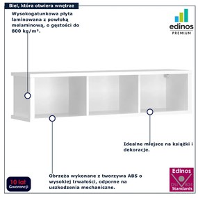 Biały regał wiszący w stylu skandynawskim G1-H34