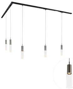 Nowoczesny system oświetlenia szynowego z 5 lampami wiszącymi w kolorze ciemnoszarym, jednofazowy - Iconic Lloyd Nowoczesny Oswietlenie wewnetrzne