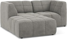 Szary aksamitny narożnik (lewostronny/z szezlongiem) Aloha – Makamii