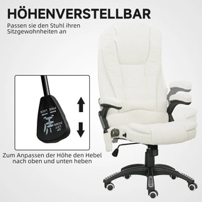 Vinsetto Ergonomiczny Fotel Biurkowy z Funkcją Masażu, 68 x 72 x 110–120 cm, Kremowy