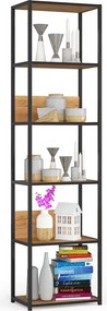 Otwarty regał z 6 półkami w stylu loft czarny + dąb craft P4-P27