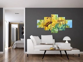Obraz kwitnących słoneczników (125x70 cm)