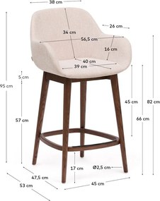 Beżowy tapicerowany hoker z podłokietnikami (wysokość siedziska 66 cm) Konna – Kave Home