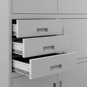 Biurowa szafa metalowa z sejfem na akta i dokumenty FILIP II, 900 x 1850 x 400 mm, szara