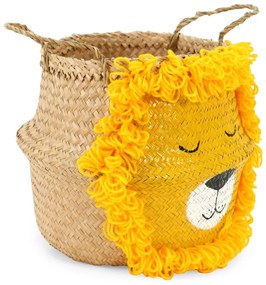 Żółto-naturalny kolorze dziecięcy kosz na zabawki z trawy morskiej ø 30x28 cm Lion – Compactor