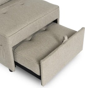 Fotel Wypoczynkowy Rozkładany IBERIS 67 cm Beżowy Tapicerowany Nowoczesny