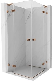 Mexen Lunar L Duo kabina prysznicowa uchylna 95 x 95 cm, transparent, różowe złoto - 834L-095L-095P-60-00