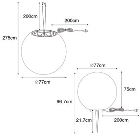 Zewnetrzna Nowoczesna lampa zewnętrzna biała 77 cm IP44 - Nura Nowoczesny Oswietlenie zewnetrzne