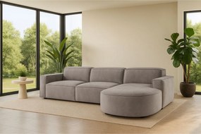 Narożnik w kształcie L zaokrąglony Cursal, tkanina Salvador, Szary, Prawy