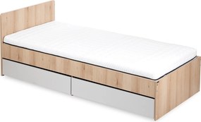 Łóżko młodzieżowe z szufladami Dalia 204x94, kolor buk/popiel