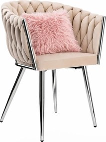 Beżowe nowoczesne krzesło plecione K1-D15
