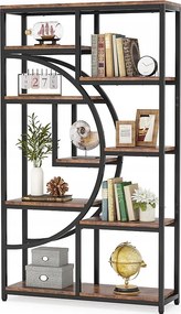 5-poziomowa industrialna biblioteczka, wolnostojąca wysoka biblioteczka z 9-otwartymi półkami do przechowywania do salonu, sypialni, domowego biura