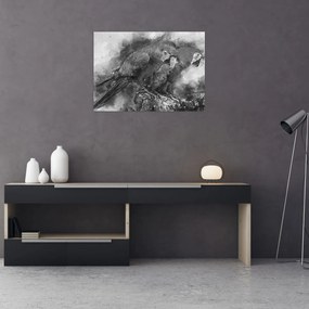 Obraz na szkle - Papugi akwarelowe (70x50 cm)