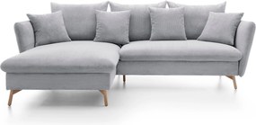 Masseno Narożnik NERA z funkcją spania i pojemnikiem na pościel Narozniki L, Rozkładana sofa - Szary, POSO 55