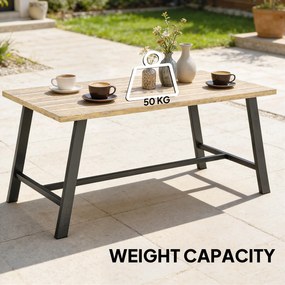 Outsunny Stolik ogrodowy, prostokątny metalowy stolik boczny z blatem w imitacji drewna, 100 x 55 cm, brązowy | Aosom PL