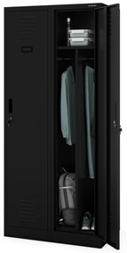 Szafka ubraniowa BHP czarna: czterokomorowa KACPER, 800 x 1800 x 500 mm