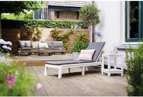 Jasnoszary plastikowy/tapicerowany regulowany składany leżak ogrodowy Atlas – Keter