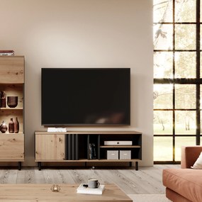 Szafka RTV stojąca MADDALENA 138,1 cm do Salonu pod Telewizor - Antracyt