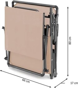 Leżak składany DIVERO z daszkiem, XXL, beżowy