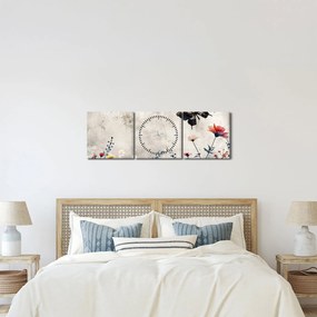 Obraz - Łąka w betonie (z zegarem) (90x30 cm)