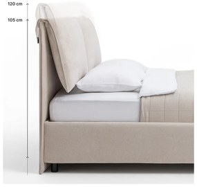 Szarobrązowe tapicerowane łóżko dwuosobowe ze schowkiem i stelażem 180x200 cm Thessa Pillow – Bonami Selection