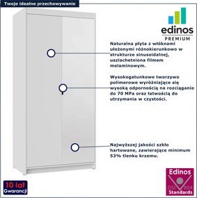 Biała nowoczesna szafa na ubrania z lustrem A7-S17