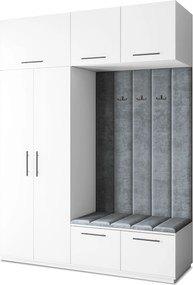 Masseno Garderoba REMA 180/240/60 cm Nowoczesna Szafa do Przedpokoju Biała, MONOLITH 85 (Szary)