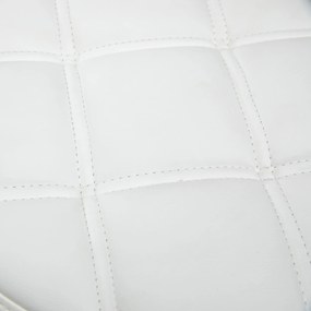 HOMCOM Stołek obrotowy, Stołek salonowy, regulowany, sztuczna skóra, pikowany wzór, Ø35,5 x 48-63 cm, Biały/Srebrny