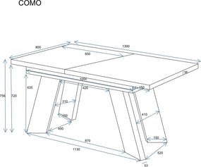 Stół Como rozkładany od 130 do 210 cm kaszmir