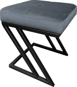 Pufa ZETA tkanina Welur loft ławka podnóżek metal : Kolor Stelaża - Czarny , Kolor tkaniny - VELVET - BL14, Typ tkaniny - Velvet