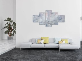 Obraz - Niebieskie kwiaty na ścianie (125x70 cm)