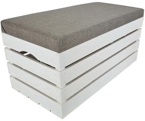 Pufa kufer skrzynia drewniana sosnowa siedzisko 80cm malowana biała
