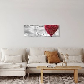 Obraz - serce z koroną drzewa (z zegarem) (90x30 cm)