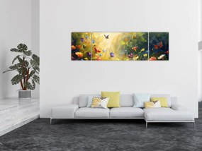 Obraz - Wiosenna łąka kwiatowa, malarstwo (170x50 cm)