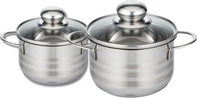 Zestaw 2 Garnków ze Stali Nierdzewnej Bez PFAS 12 i 14 cm Elo Błyszczące - Kompatybilne ze Wszystkimi Rodzajami Kuchni, Nieprzywierające, Trwałe